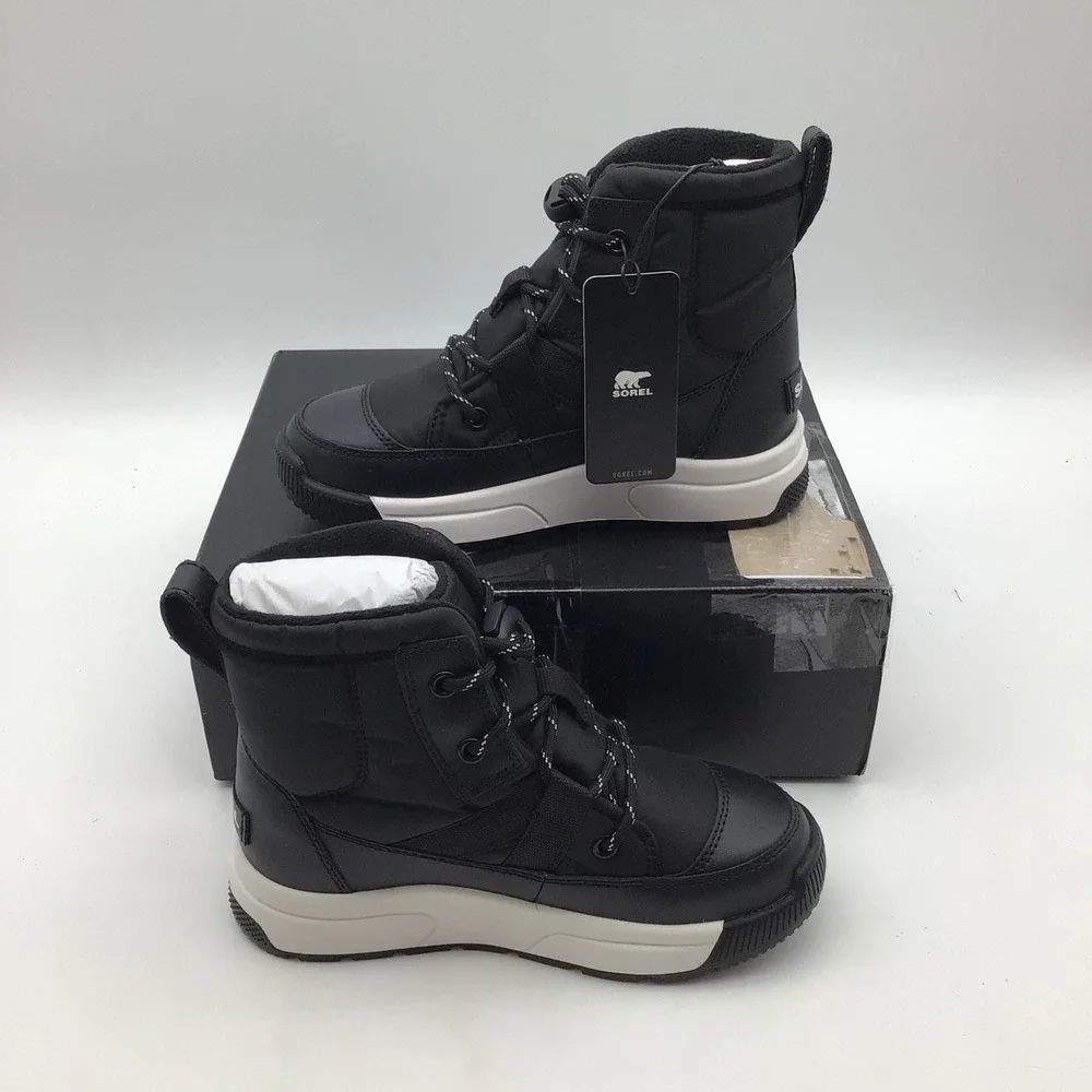 Sorel Youth Whitney III Mid Black Sea Salt Waterproof Insulated Boots Size 2 NEW